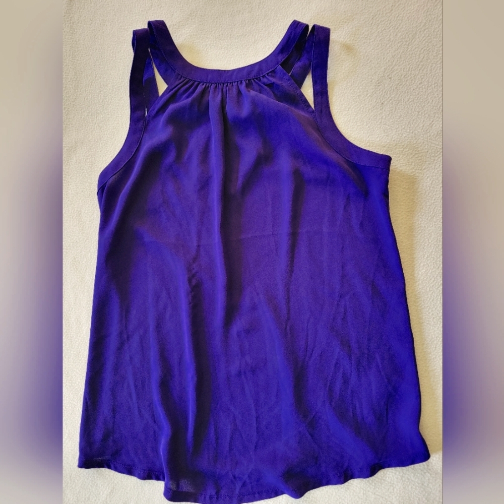 Express Junior's Purple Sleeveless Top With Cutouts In Neckline